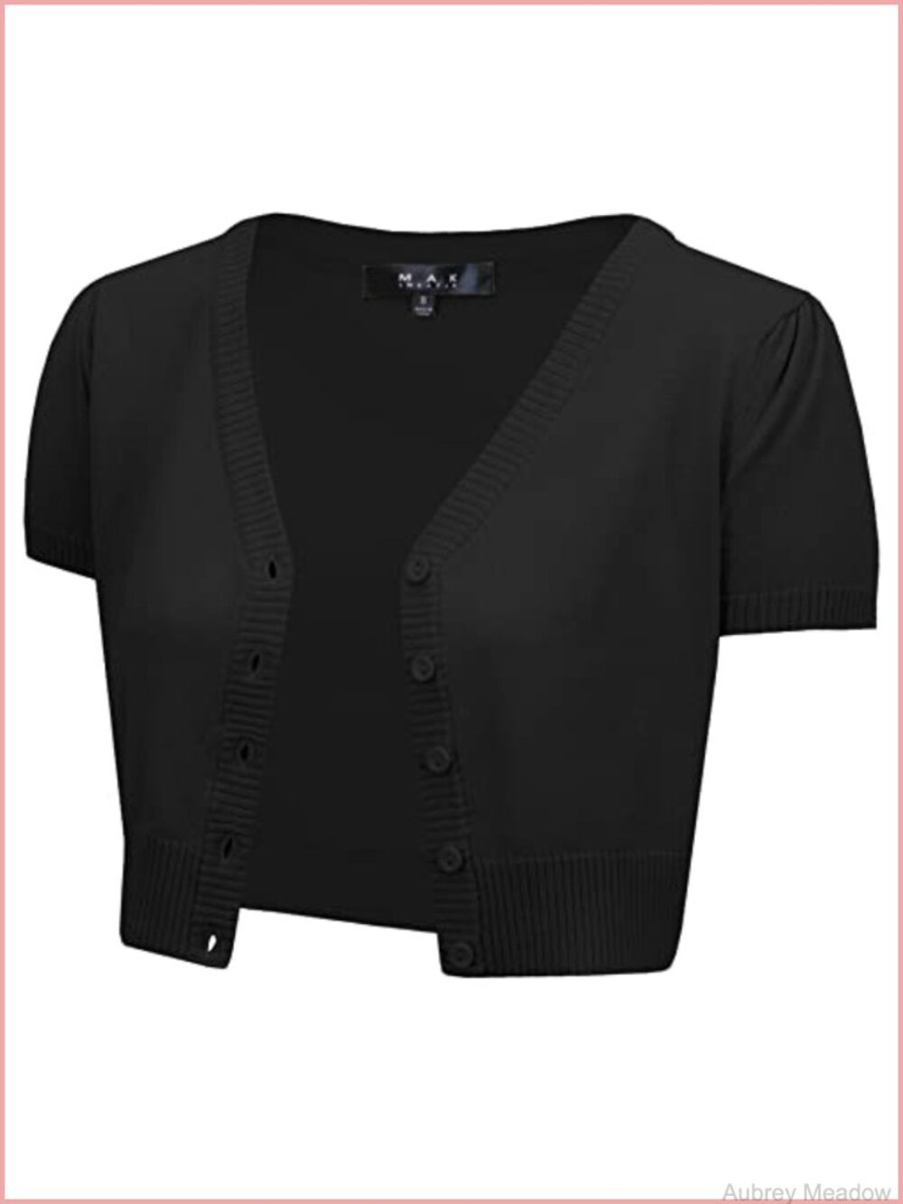 Cropped Bolero Cardigan V-Neck Short Sleeve Button Knit